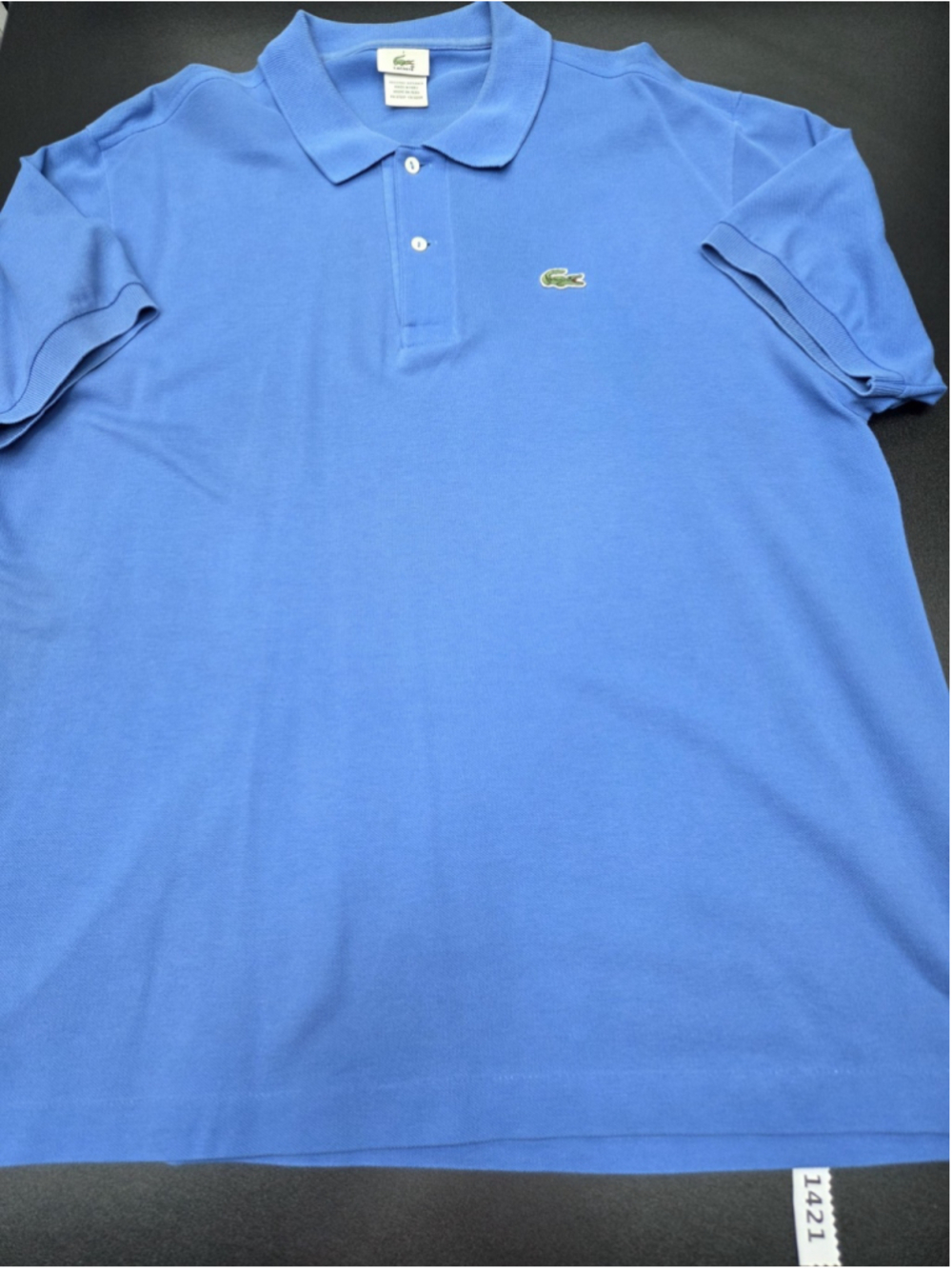 Lacoste Men's Blue Cotton Piqué Polo Shirt Size 7 XL Short Slv Classic Logo 1421